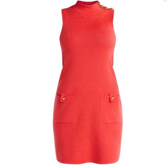 Women's Free Assembly Orange Button Shoulder Sleeveless Sweater Dress -‎ Size XL - Picture 2 of 8